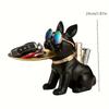 Französische Bulldogge Skulptur Hundestatue mit Ablage und Schlüsselhalter Aufbewahrung Geschenk Heimdeko Ornamente Rood Dekor Tierfigur