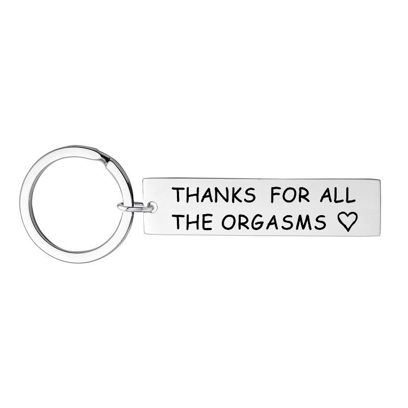 Couple Humorous Valentines Day Long Strip Stainless Steel Keychain Stainless Steel Keychain for Mothers Day and Fathers Day Backpack Bag Pendant