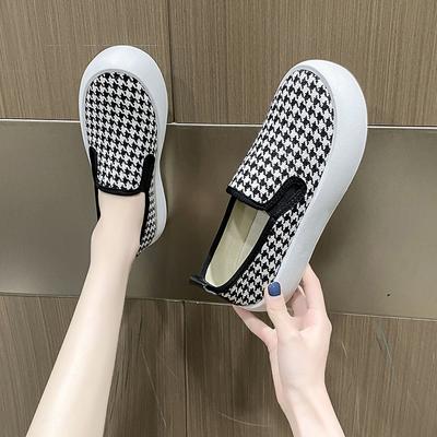 Moda Novo Estilo Feminino Vulcanizado Sapato Feminino Xadrez Sapatos de Lona Casual Feminino Sapatos de Plataforma para Caminhada Mocassins Calçados Esportivos