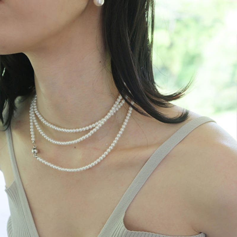 modernlike silver galaxy nuclear pearl long necklace