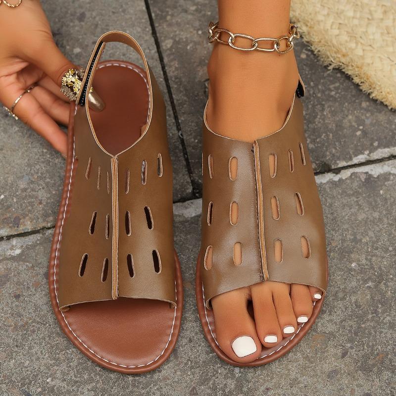 fashion 2024 Plus Size Perforated Drag Sandals Beach Cool Simple and Comfortable Lightweight Non-slip and Versatile Women's Shoes