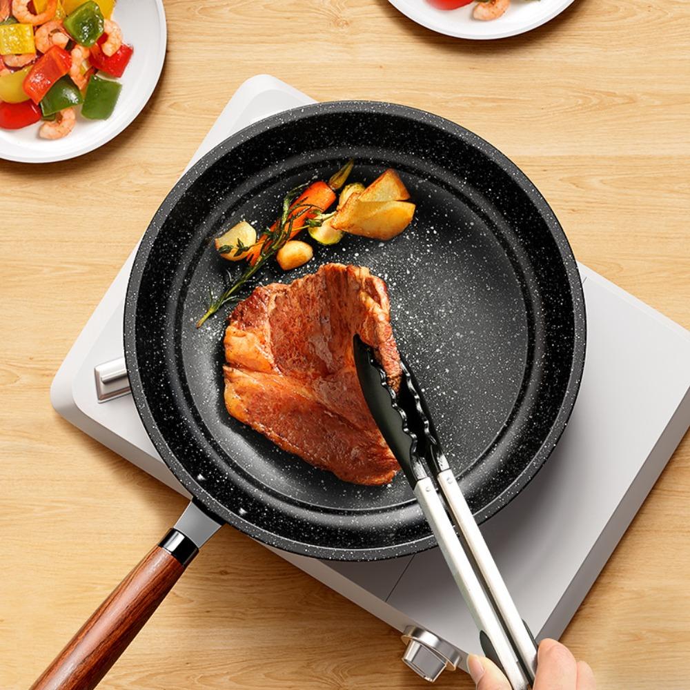 Flat Bottomed Stir Fry Pan Non Stick Omelette Skillet Multipurpose Saucepan  Induction Cooker