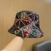 Mixed sequined bucket hat women's fashion versatile face small hat women's foldable basin hat tide