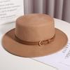 French Celebrity Flat Top Woolen Top Hat Women's Autumn and Winter Retro Versatile Flat Edge Hat British Hepburn Style Jazz Hat