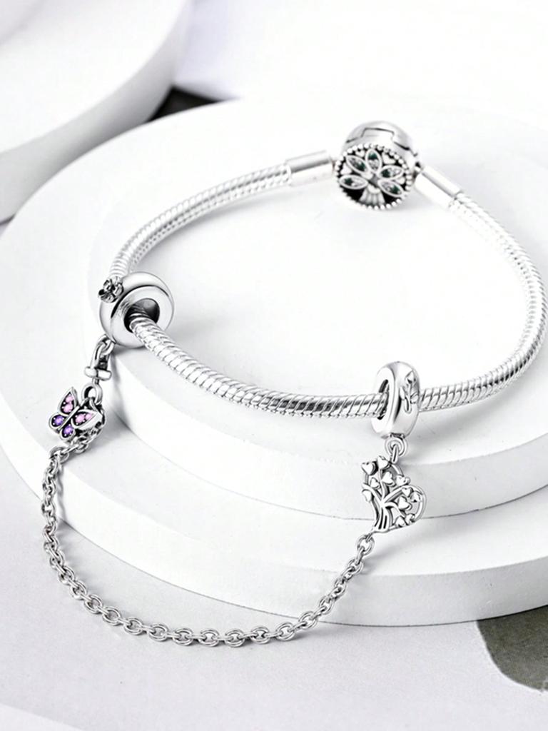 Butterfly Loves Safety Chains Beads Charm Copper Plated Fit Charms Copperoriginal Bracelet For Jewelry Making Diy Charm