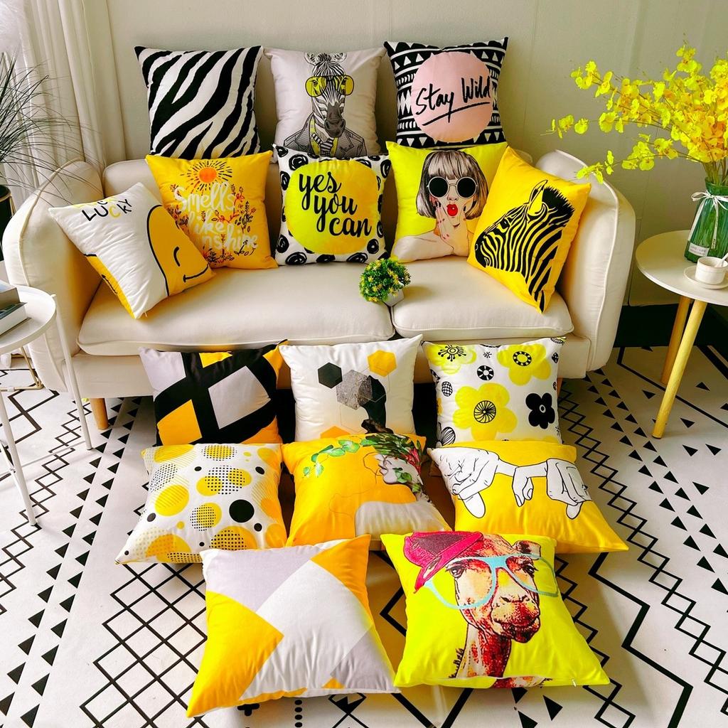 Nordic Yellow Small Fresh Bay Window Pillowcase Fashionable and Versatile Home Living Room Bedroom Sofa Backrest