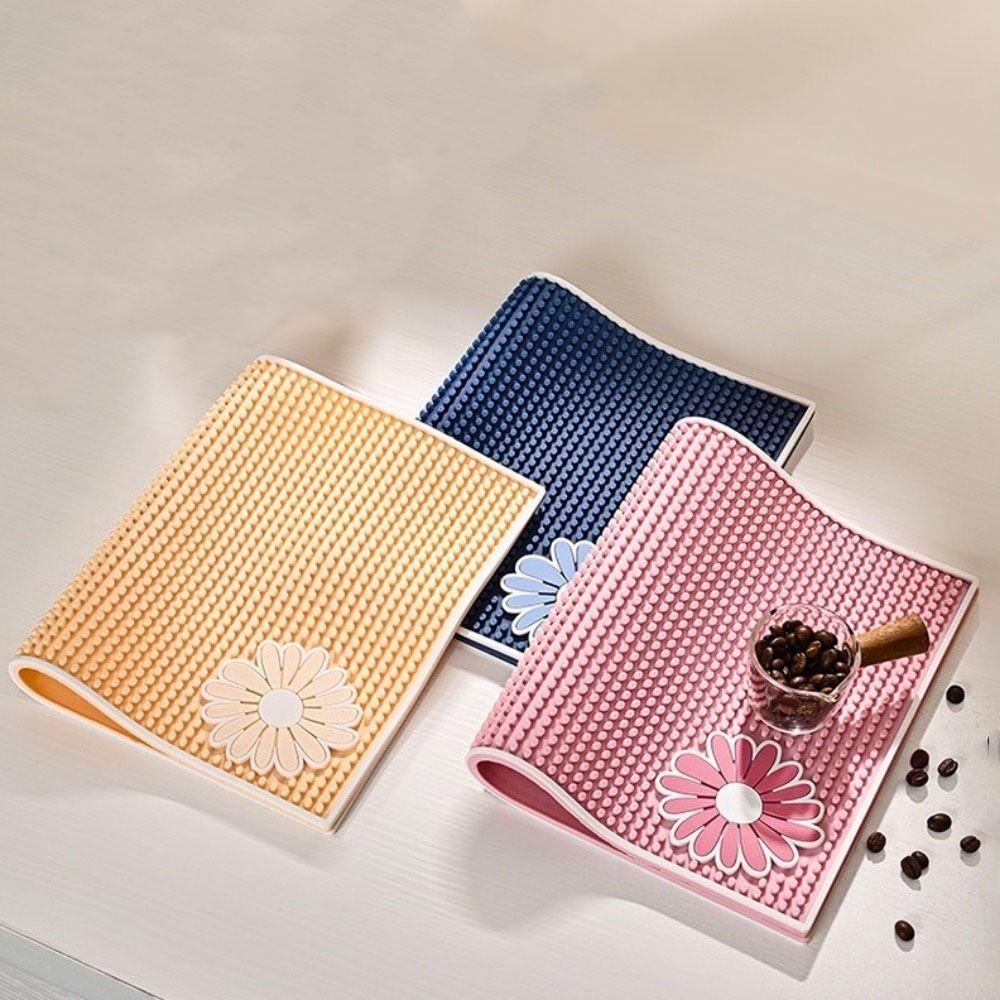 Foldable Coffee Drain Mats Soft Rubber Heat Insulation Pad Durable Kitchen Drain Mat for Home