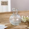 Retro Embossed Transparent Glass Vase: French-Inspired Luxury Home Decor for Living Room