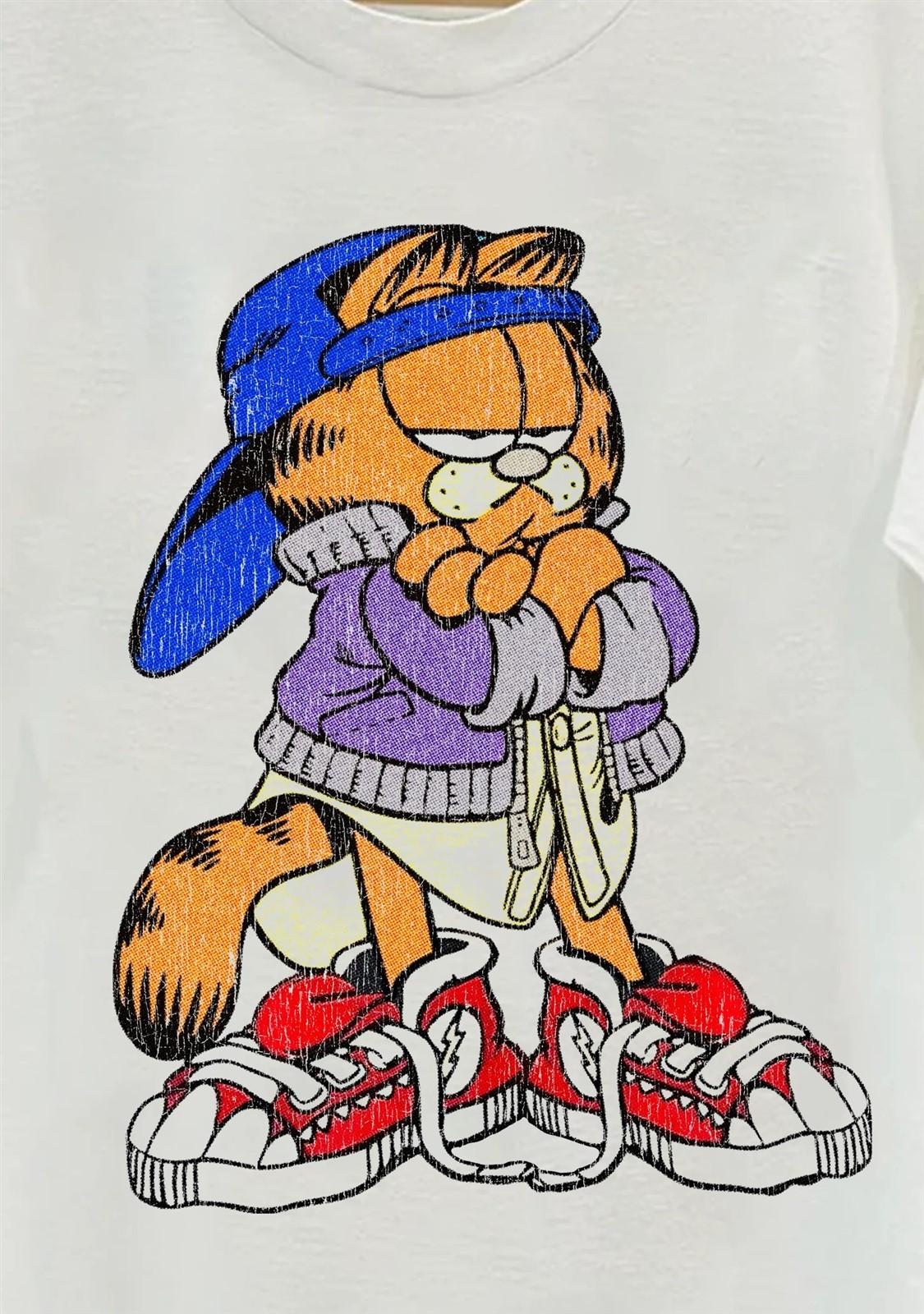 Cool Garfield -Wash Rare T-Shirt White S 4XL