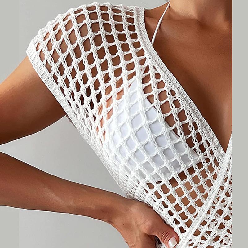 Swimsuit Exterior Matching Sexy Hollow Beach Dress Outfit Bikini Knitted Blouse