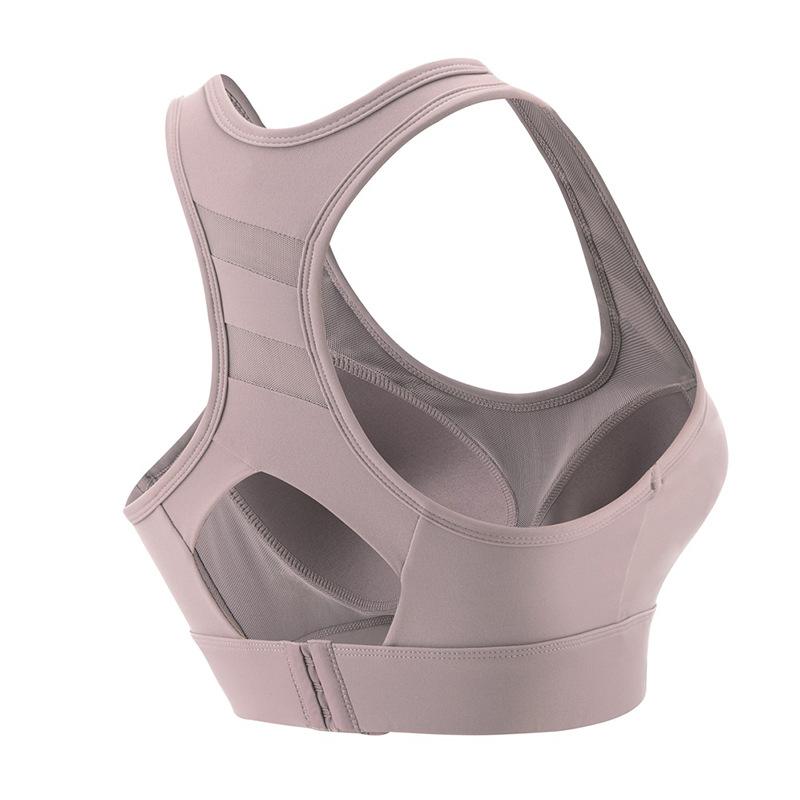One-piece Fixed Cup High-strength Shockproof Gathered Sports Bra for Women Thin Style Beautiful Back Sports Bra