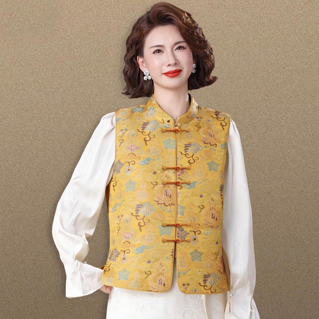 Stylish 2026 Spring & Autumn Vest for Middle-Aged and Elderly Women - Chinese Style
