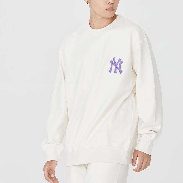 MLB Cashew Flower Sweatshirts Unisex Ecru Crew Neck Moderate Regular 3AMTI0126-50CRS