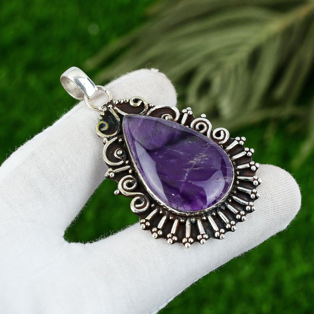 Daughters Day Sale Natural Star Amethyst Sister Pendant Jewelry Sterling Silver