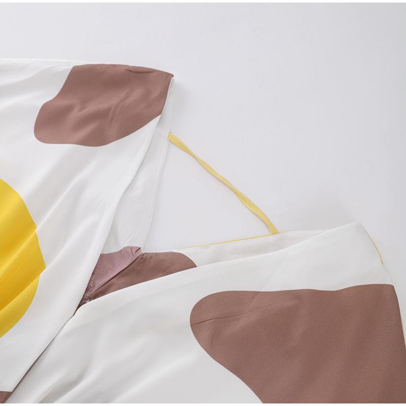 Mode V-ausschnitt Gedruckt Taille-schließen Kleid Frauen Frühling Elegante Schlanke Temperament High-taille Kleider Weibliche Pendler Kleidung