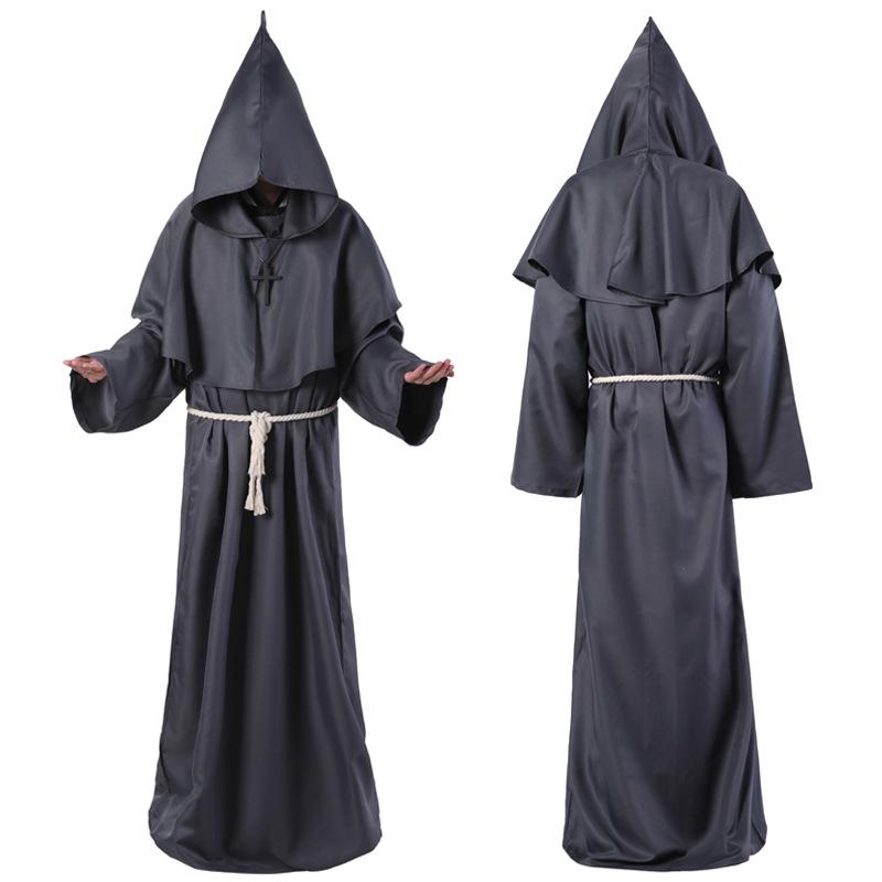 Halloween Medieval Monk & Wizard Robe Costume - Priest COS Stage Wear