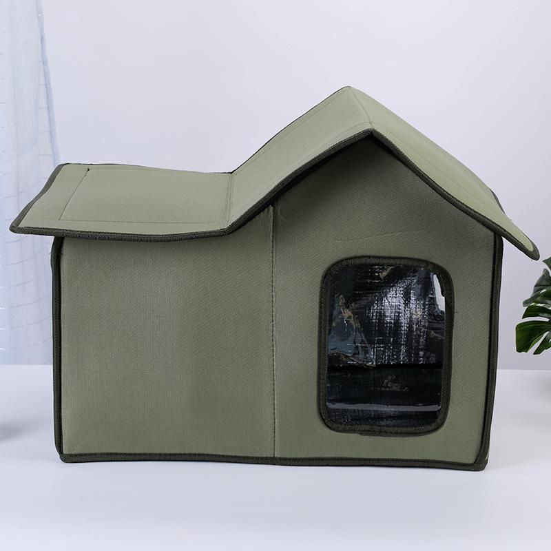 Waterproof Outdoor Cat House: Foldable, Removable, Washable, and Warm 4-Season Pet Villa Tent for Cats and Dogs.