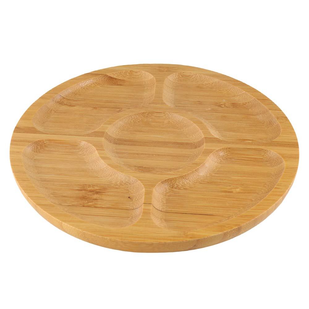 Bamboo Round Snack Plate 20/25/30cm Fruit Platter Food Tray Divided Serving Trays  Ham