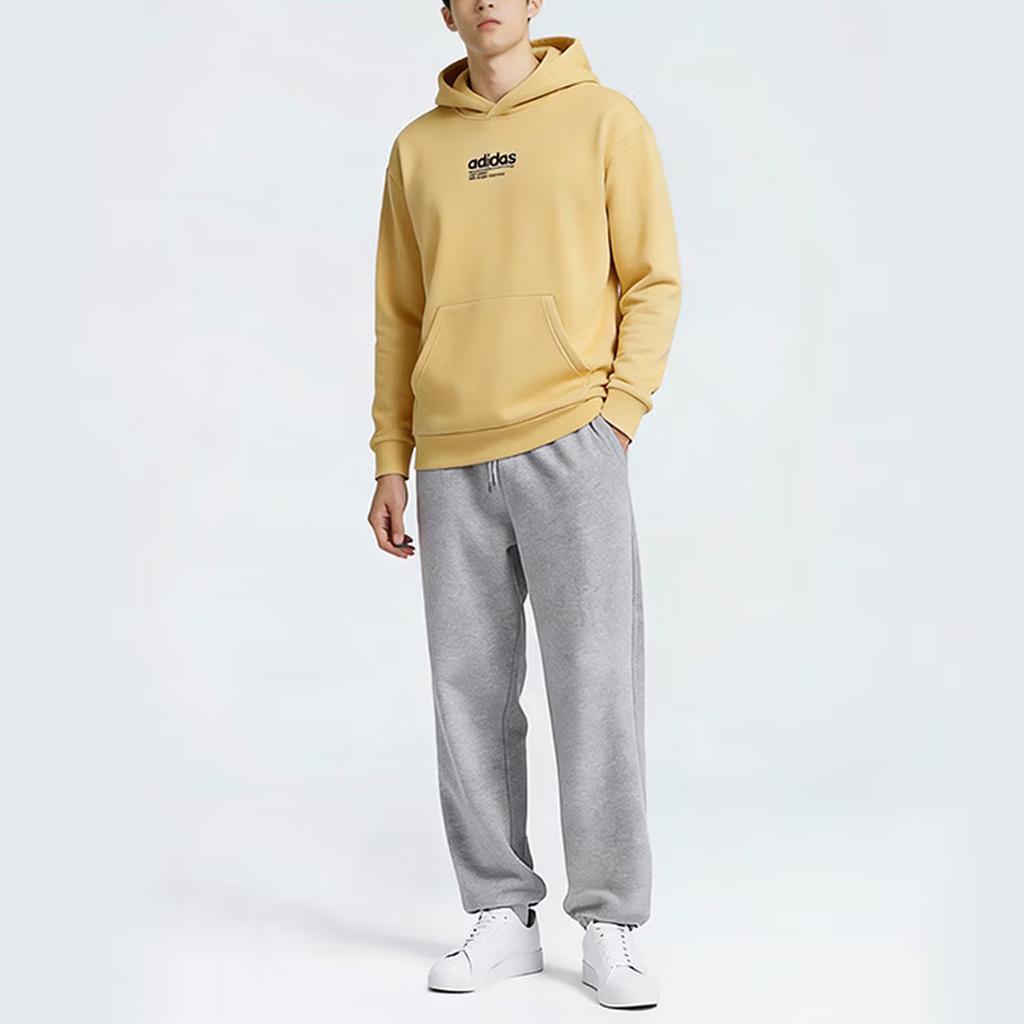 Adidas Lettered Hooded Drop Shoulder Long Sleeve Sweatshirt Unisex sweatshirt Yellow JX9433
