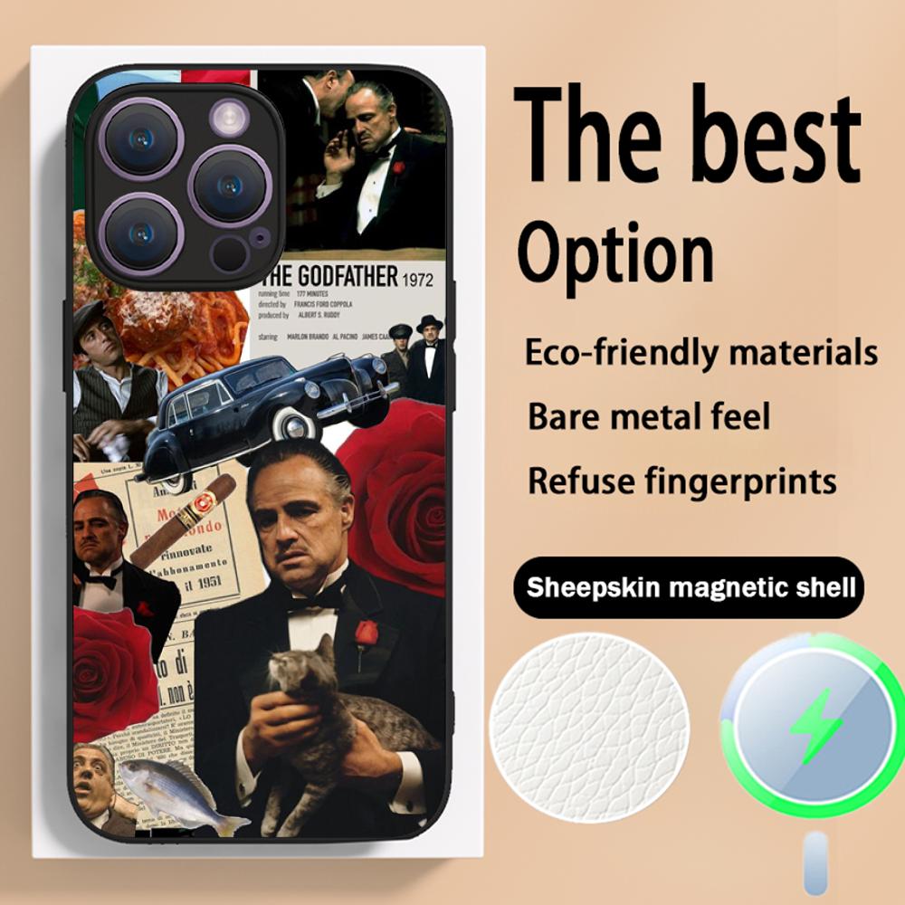 The Godfather Classic Movie Posters Phone Case For iPhone 16 15 14 13 12 11 Plus Pro Max High-end Luxury Magsafe Sheepskin