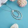 Exaggerated Circle Pendant Necklace Lady Double-layered Hoop Penant Sweater Chain