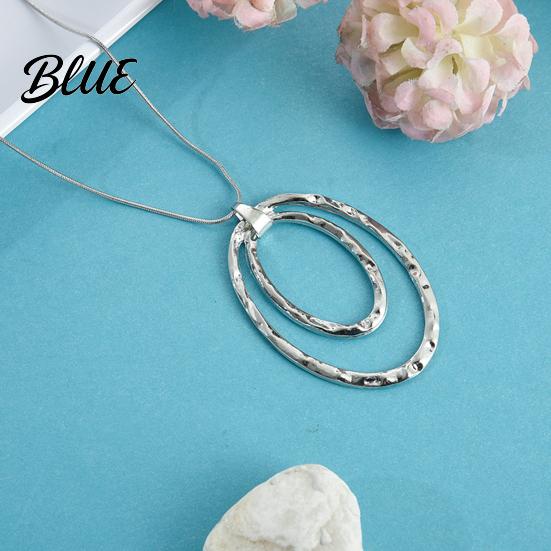 Exaggerated Circle Pendant Necklace Lady Double-layered Hoop Penant Sweater Chain