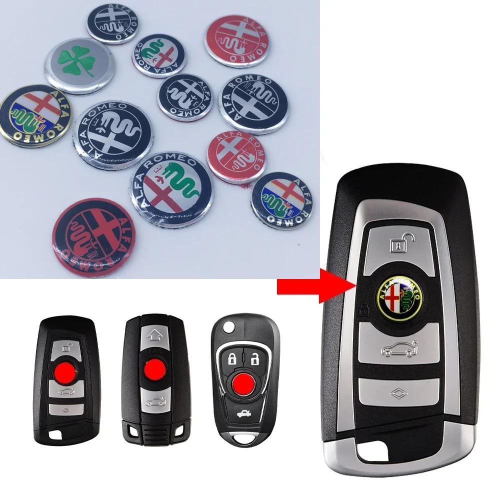 For Alfa Romeo 2026 Hot Sticker 10pcs 11mm 14mm 15mm Car Key new Black green gold red silver clover Emblem Stickers ForAlfa Rome
