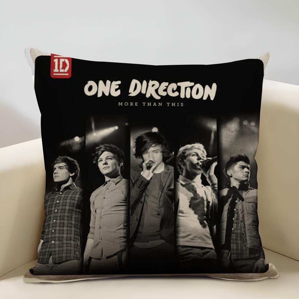 One D-D-Direction Album Cushion  Household Decoration Linen Sofa Cushion Cover: Skin-Friendly & Breathable with Invisible Zipper
