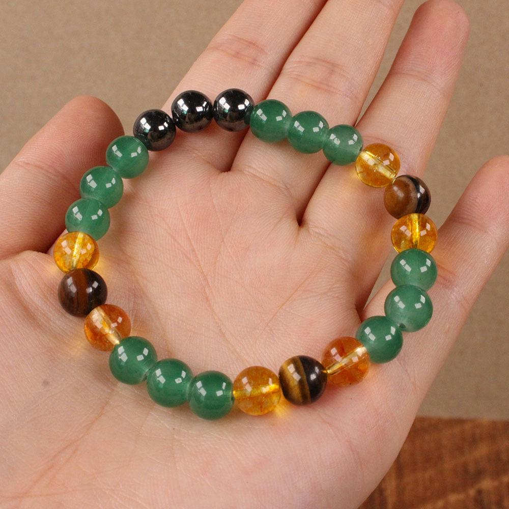 Браслет из бусин «Зеленый тигровый глаз Дунлин» – Браслет из натурального камня черного халцедона – Унисекс