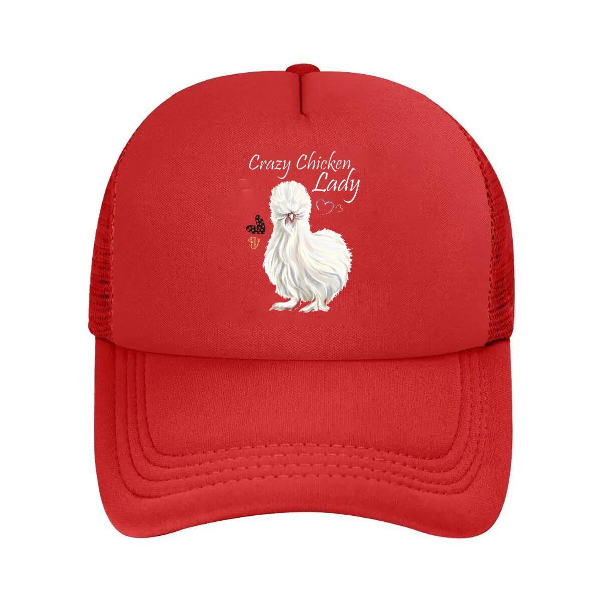 Crazy Chicken Lady Graphic Mesh Baseball Cap Hip Hop Adjustable