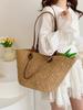 Bolsa de Palha Tecida Feminina Bolsas de Praia de Verão Grande Capacidade Bolsa Trançada da Moda Bolsa de Tecelagem Estilosa Bolsas Tote Clutch para Festa Férias