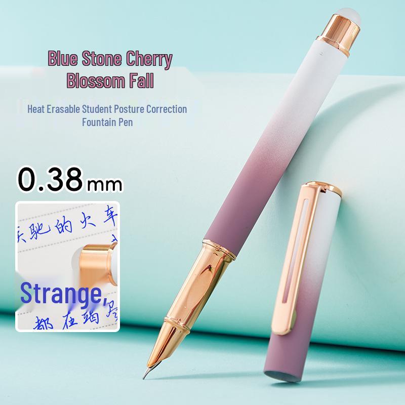 Wysokiej jakości pióro wieczne z ciemną końcówką, zmazywalne ciepłem, dla trzecioklasistów, z wymiennymi wkładami i gumką do mazania; Idealne dla początkujących studentów kaligrafii.