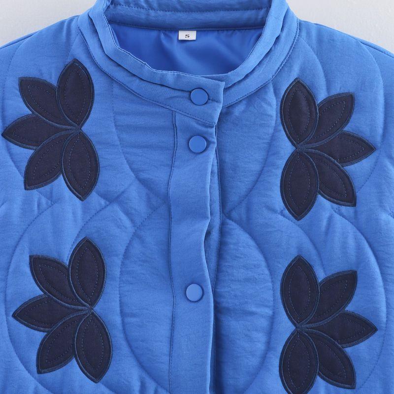 Kaslead New Women Clothes Western Style Fashion Simple 5-Color Positioning Quilted Embroidered Cotton Coat Outerwear