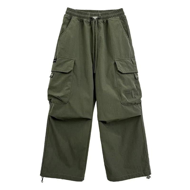 Spring Autumn Boys Cargo Pants Children Spring Casual Trousers Children Straight Loose Pants Teenager Solid Color Wide-leg Clothing