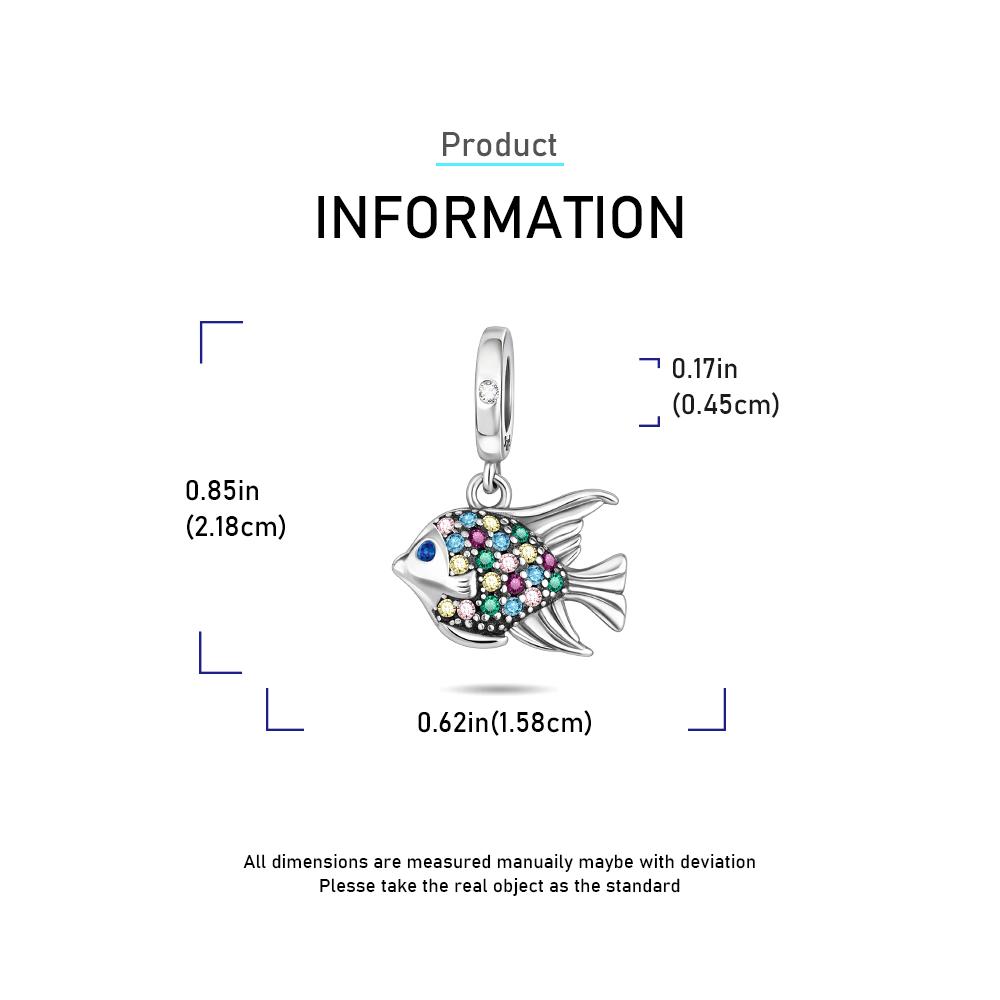 Ahthen Copper Bead Charms Deepsea Colorful Fish Charm Fit Snake Chain Bracelets Necklaces for Women Jewellery Making