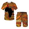 Summer Men's Set Ethnic Style Printed Men's T-shirt and Shorts 2 Piece Set Summer Casual Outdoor Women's and Men's Outfit Clothing
