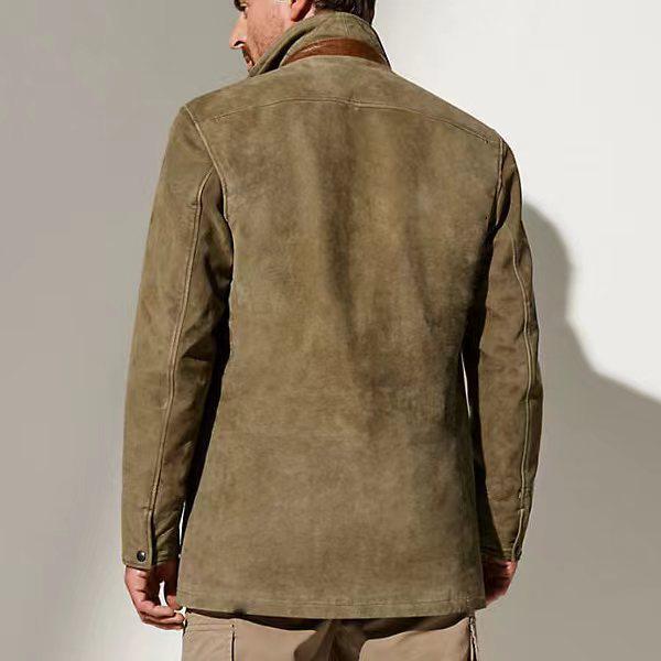 Spring/Autumn Men's Retro Patchwork Jacket - European/American Style Casual Lapel Coat