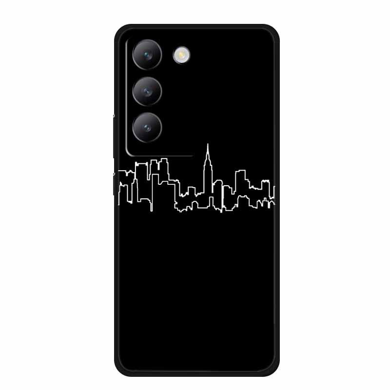 Capa de Celular Macia TPU Preta Vivo V40 SE - Design de Linha Simples