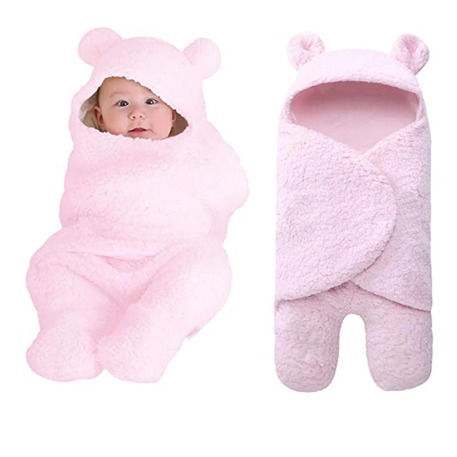 

Baby Sleeping Bag Newborn Split-Leg Swaddle Warm Fleece Blanket One Size рожевий
