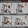 Multi-Gym Station, 65 kg Weights, Abdominal Bench, Black and Red