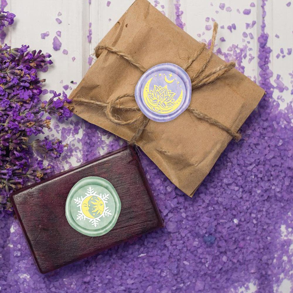 Moon Series Wax Seal Stamp Lotus Replaceable Sealing Wax Stamp 25mm Brass Head for Halloween Invitations Envelope Cards Decorati
