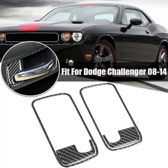 Dry Carbon Fiber Interior Door Handle Bowl Panel Trim For 08-14 Dodge Challenger