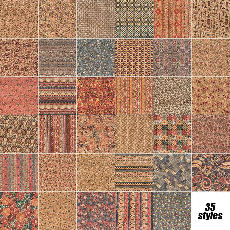 100x135cm Tkanina z nadrukiem korkowym Sztuczna skóra Wodoodporna Kolorowa Miękka Tkanina Korkowa Sofa Samochód Torba Dekor Mebli DIY Szycie Rzemiosło