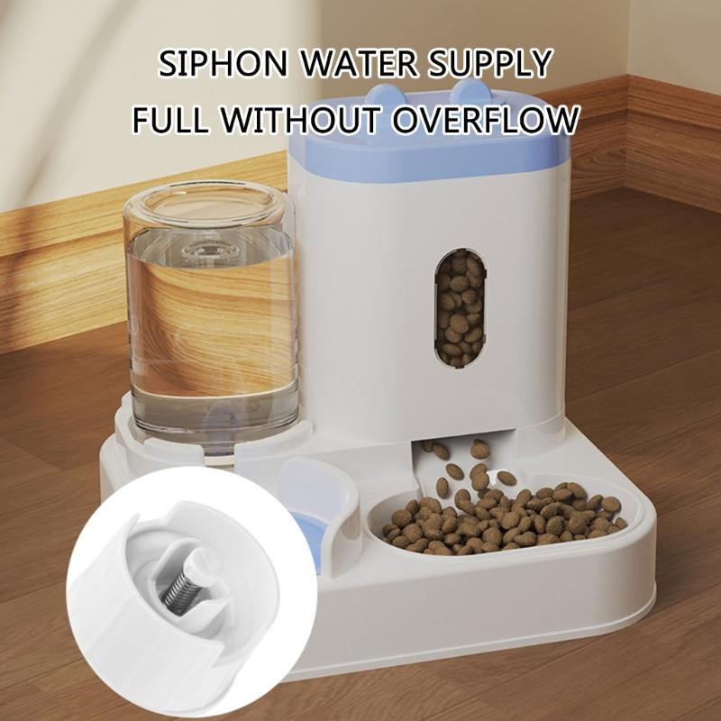 2 in 1 Practical Dog Water Food Bowl Water Dispenser for Pet Cats Lovely Dog Feeder Large Capacity Food Container Bowl