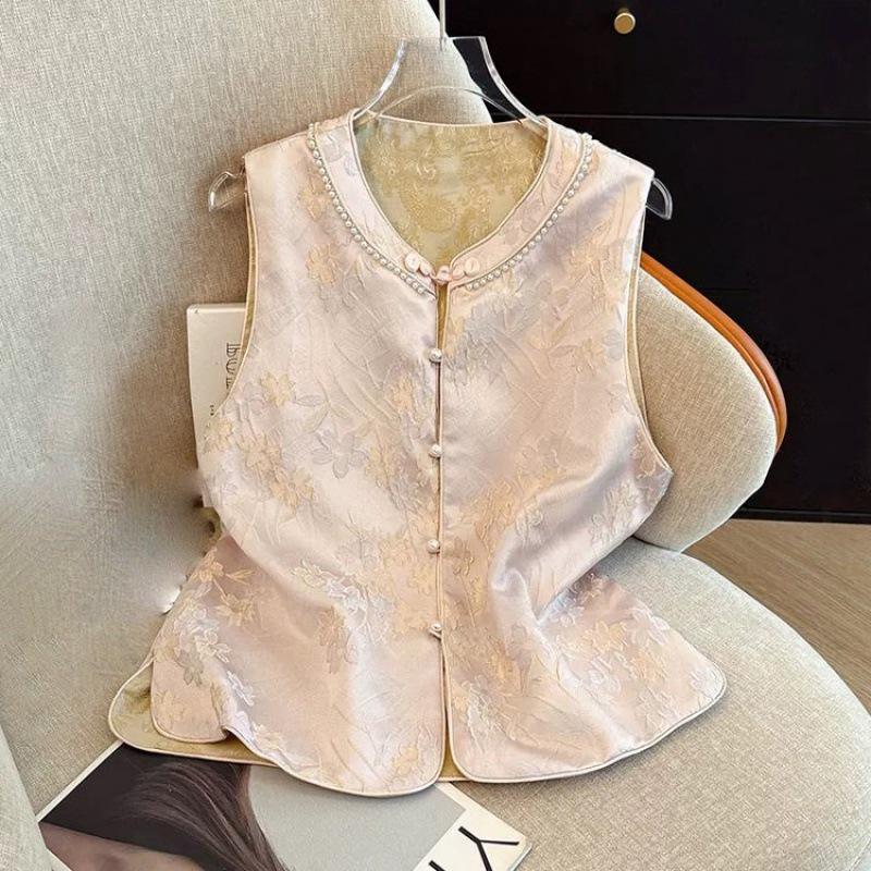 Double-Sided Layered Chinese Style Jacquard Vest for Middle-Aged & Elderly - Spring Qipao Vest