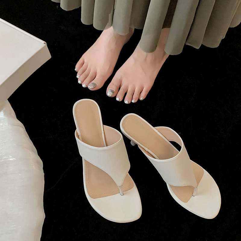 Krazing Pot Suede Mules Summer Size 40 Outside Slippers Flip Flops Stiletto High Heels Women Peep Toe Sandals