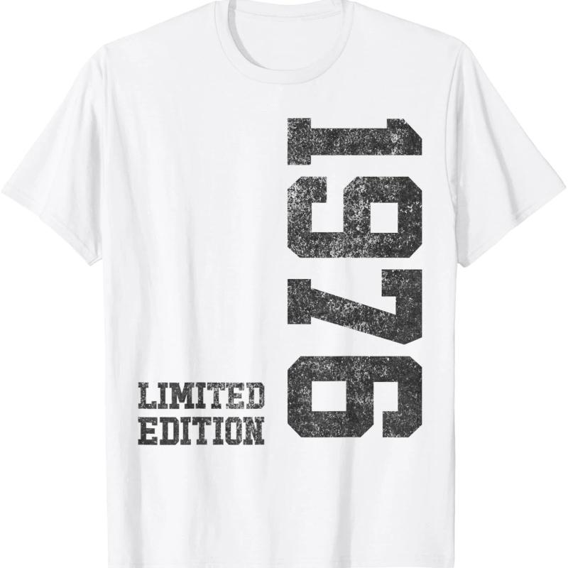 49th Birthday Gifts for Men Women 49 Years Old Vintage 1976 T-Shirt Graphic Custom Printed Short Sleeve Shirts Men Clothing