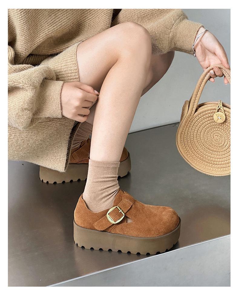 Damen Echtleder Retro Slipper Plateau Schuhe - 2025 Herbstkollektion