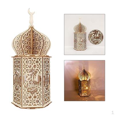 Wooden Lantern with LED Night Light 2 AAA Battery Powered