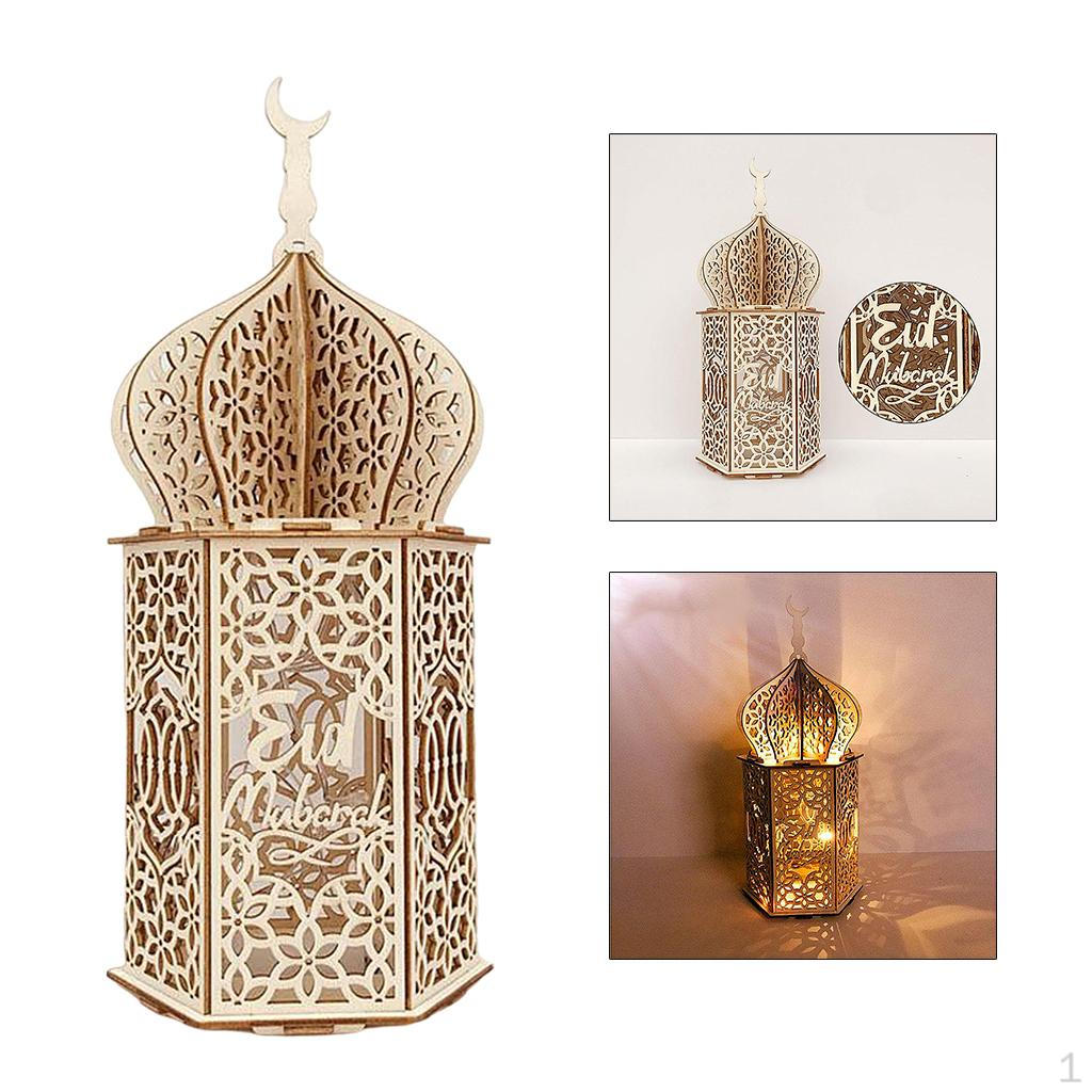 Wooden Lantern with LED Night Light 2 AAA Battery Powered